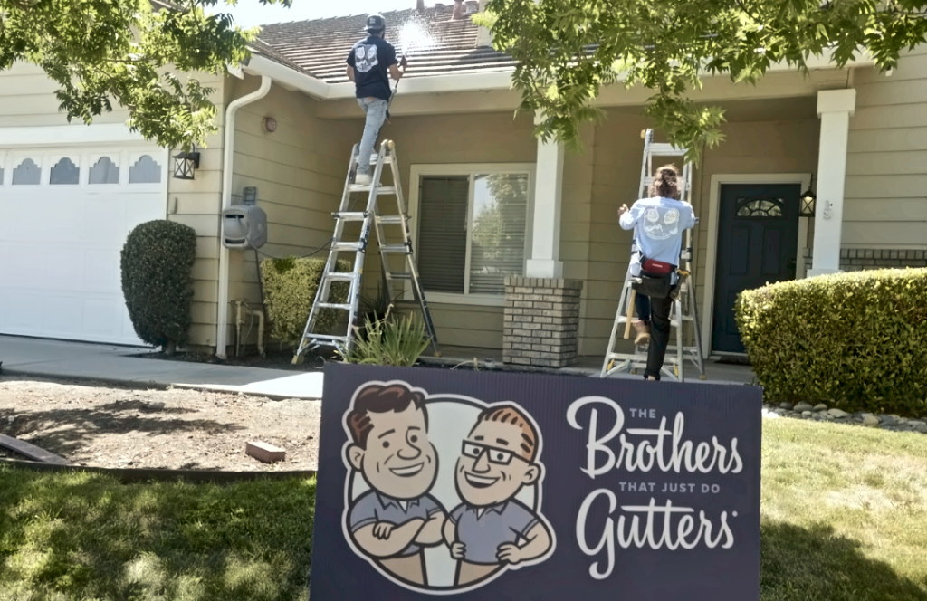 Brothers Gutters yard sign on a San Ramon install