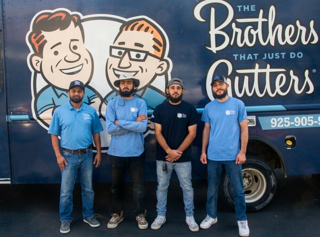 The San Ramon crew in front of the Brothers Gutters truck