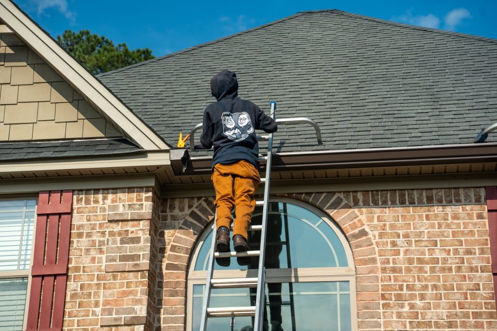 Working the gutter line over a brick front entry